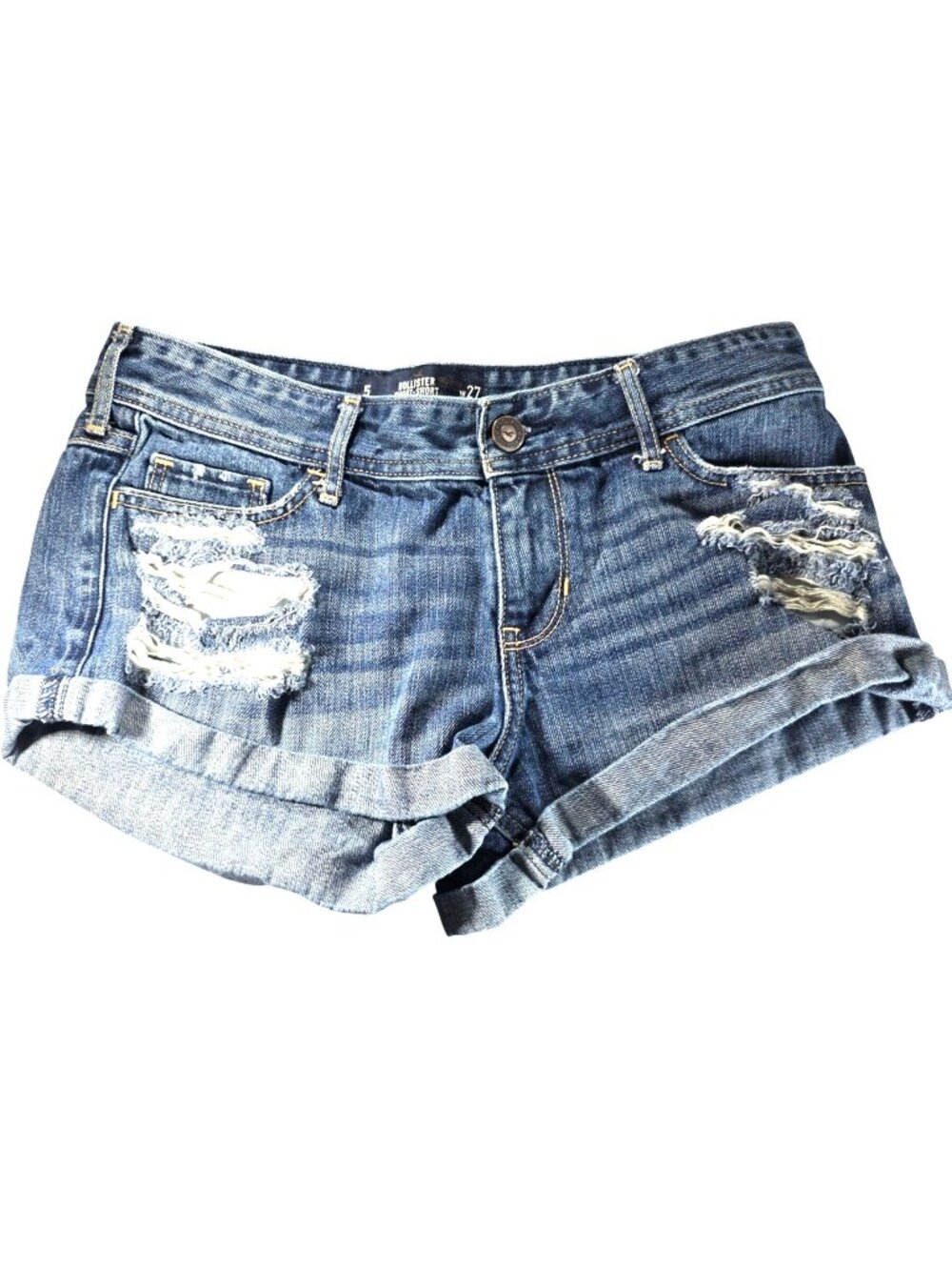 Hollister Shorts Womens Distressed Low-Rise Denim Size 5 W27 Summer Vacation